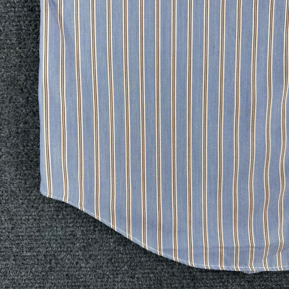 Banana Republic Dress Shirt Mens M Medium Blue Striped Non-Iron Classic Fit LS